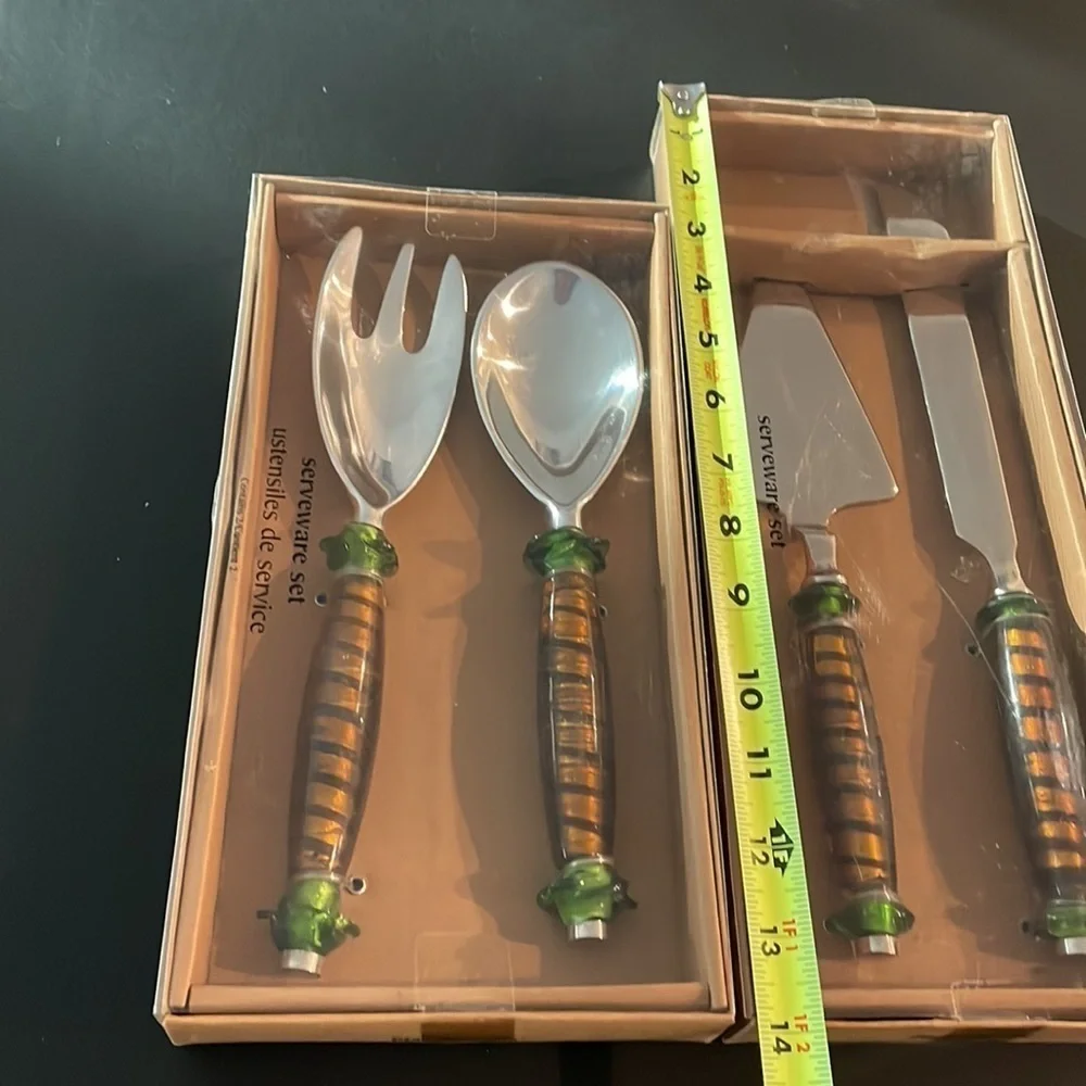 Pier 1 Tableware Set Silver Salad Servers Cake Servers Decorative Handles